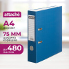 Папка-регистратор ATTACHE(ПВХ+бум)с мет.уголком,75мм,cиний, ПБП1,карм.кор