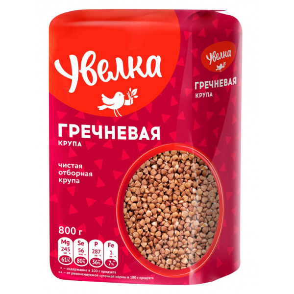 Гречка крупа Увелка ядрица отборная Экстра, 800 г