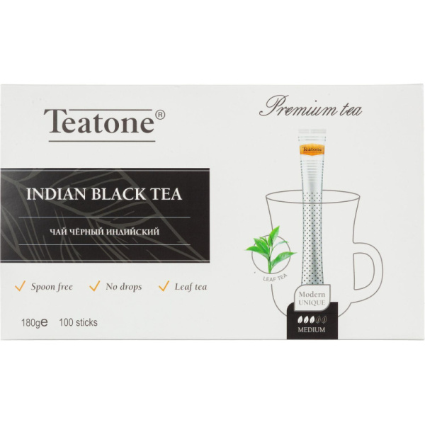 Чай черный индийский TEATONE в металл.стике, 100шт/уп. 1246