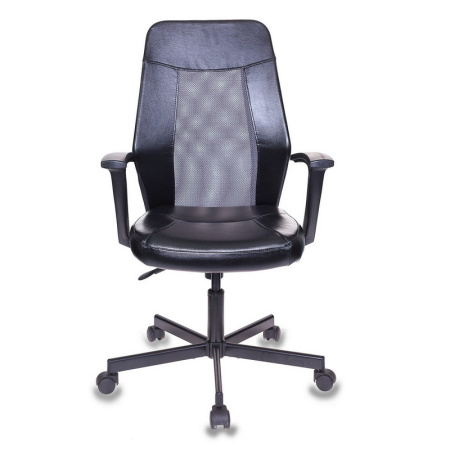 Кресло EChair-225 PTW_G к/з черный, сетка серая (TW-04)