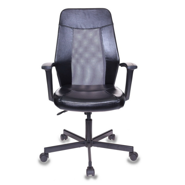Кресло EChair-225 PTW_G к/з черный, сетка серая (TW-04)