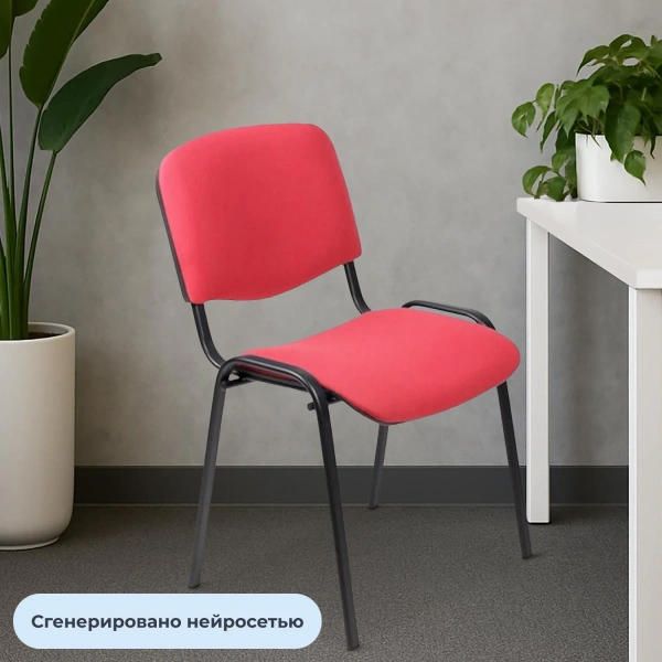 Стул UA_EChair Rio(ИЗО) чёрн, ткань красная C02